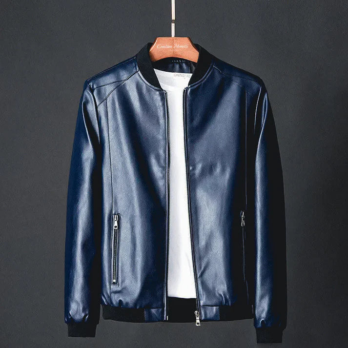 Tarek | Men's Faux Leather Jacket Bomber Casual Lightweight 3