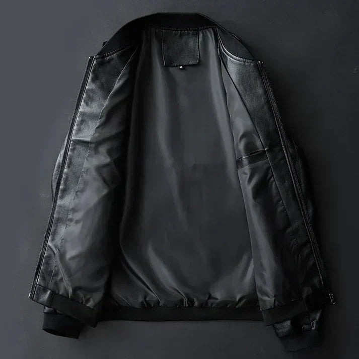 Tarek | Men's Faux Leather Jacket Bomber Casual Lightweight 5