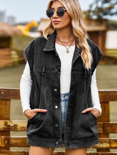Tess - Sleeveless Longline Denim Vest 1