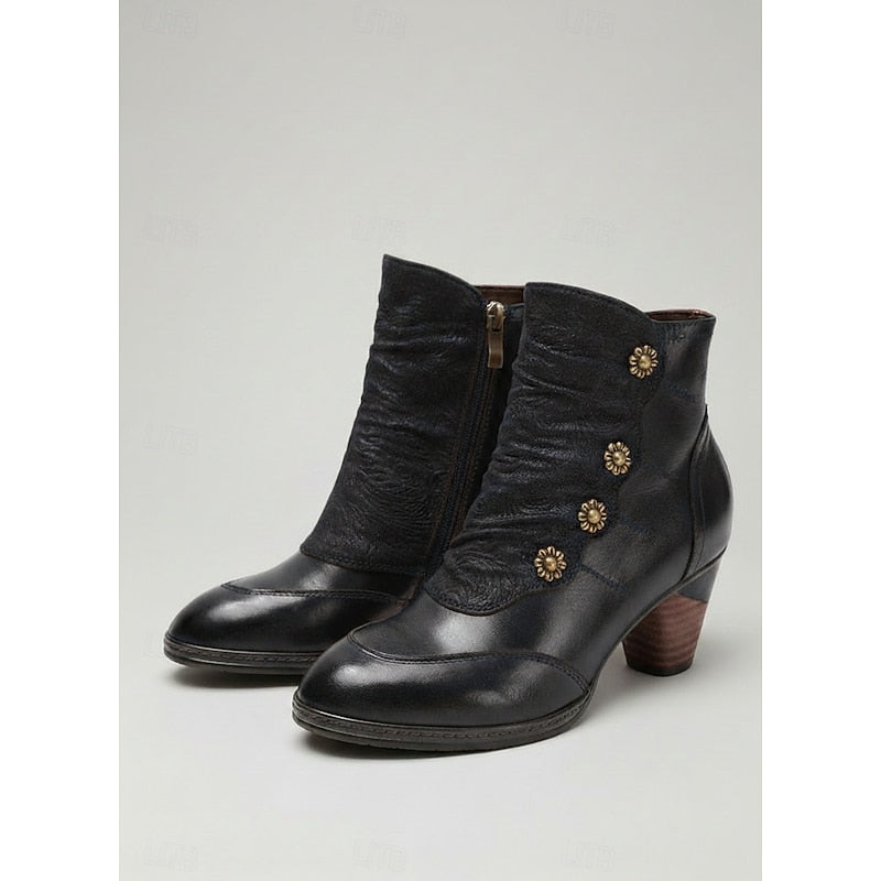 Tetje | Women's Heeled Leather Ankle Boots Zip Up 1
