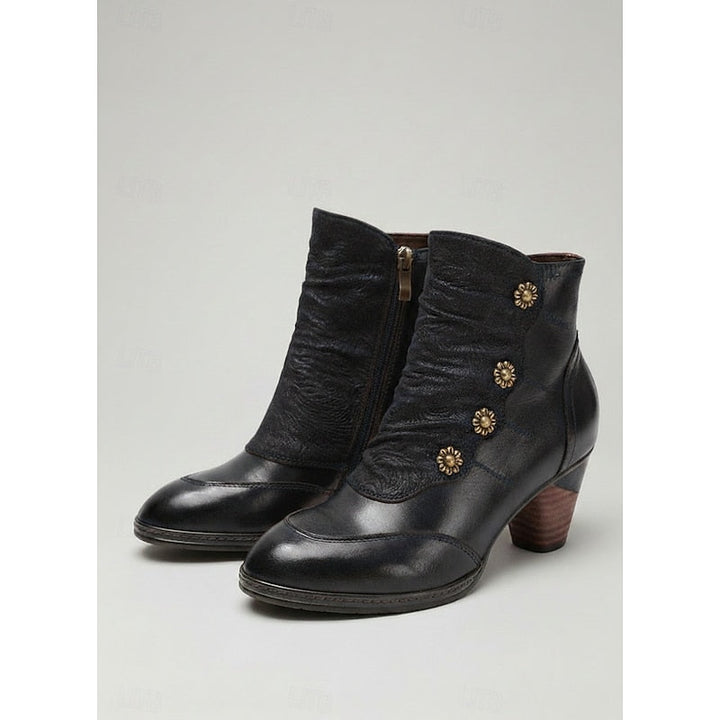Tetje | Women's Heeled Leather Ankle Boots Zip Up 1
