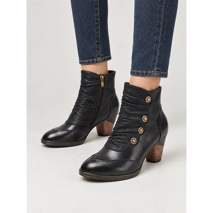 Tetje | Women's Heeled Leather Ankle Boots Zip Up 2