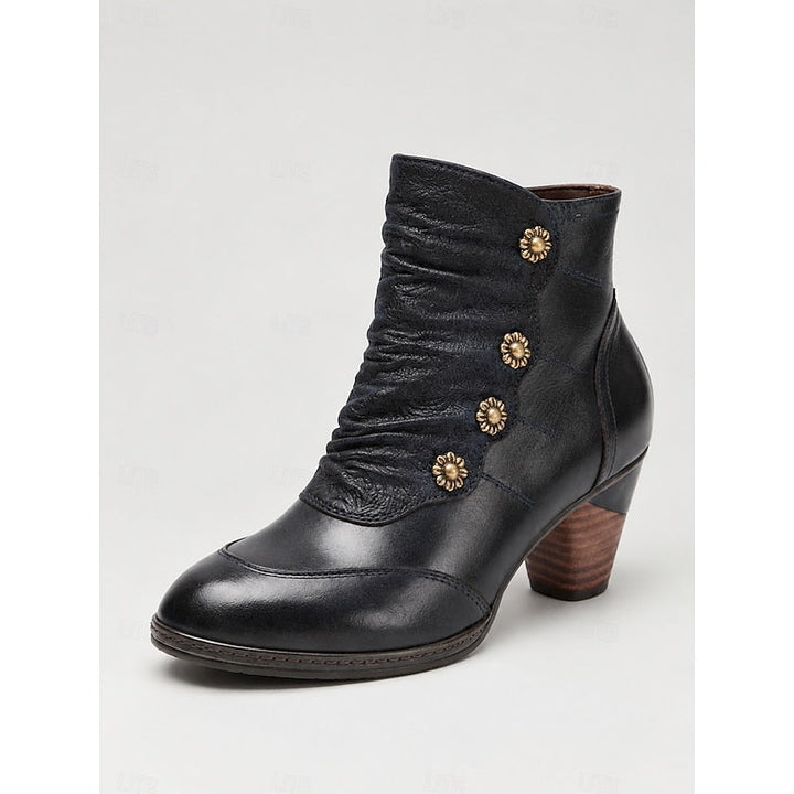 Tetje | Women's Heeled Leather Ankle Boots Zip Up 4