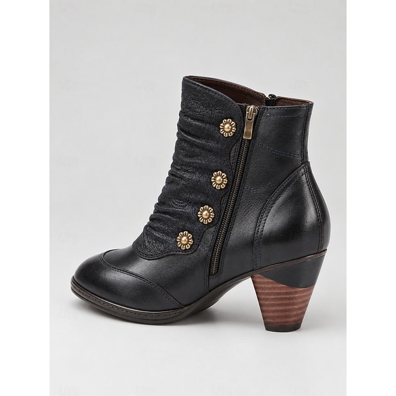 Tetje | Women's Heeled Leather Ankle Boots Zip Up 5