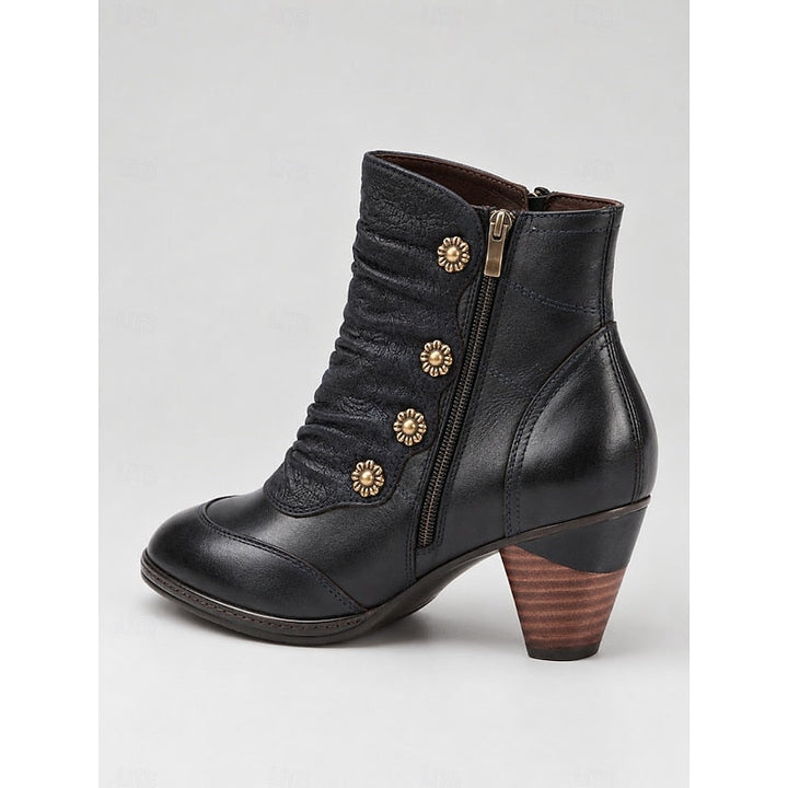Tetje | Women's Heeled Leather Ankle Boots Zip Up 5