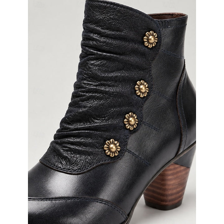 Tetje | Women's Heeled Leather Ankle Boots Zip Up 6