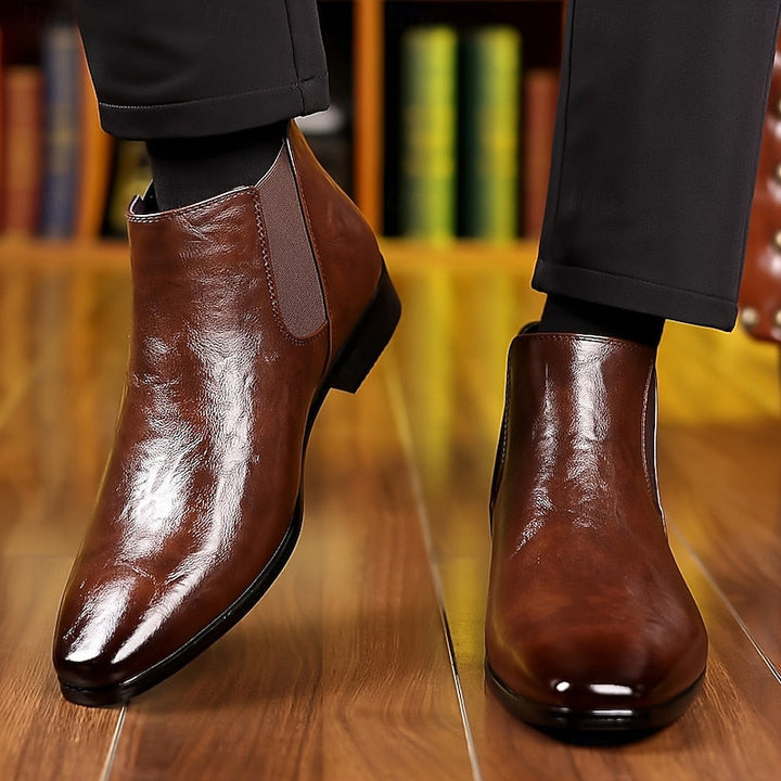 Thijmen | Men's Pointed Toe Leather Chelsea Dress Boots 8