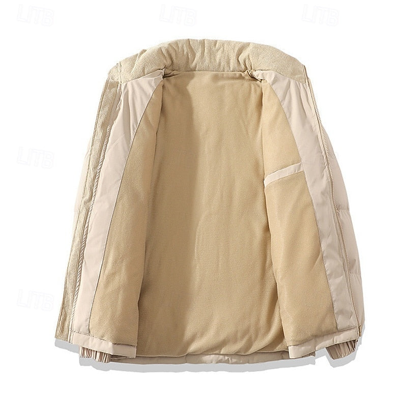 Men's Corduroy Collar Puffer Jacket – Detail View