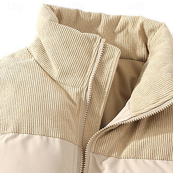 Men's Corduroy Collar Puffer Jacket – Detail View