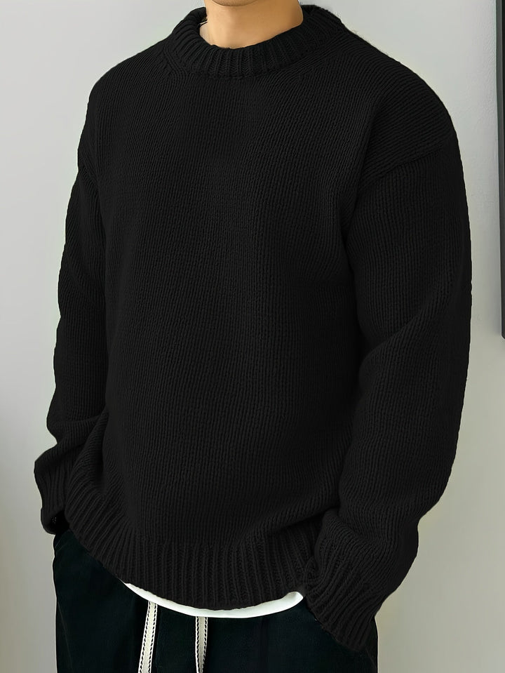 Men's Drop Shoulder Crew Neck Sweater – Detail View