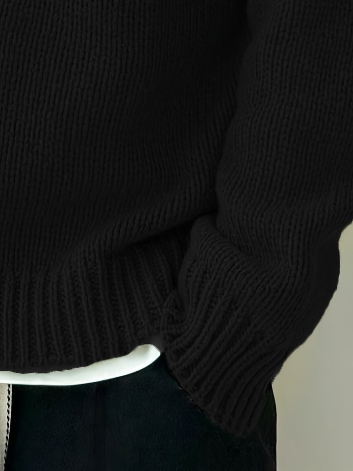 Men's Drop Shoulder Crew Neck Sweater – Detail View