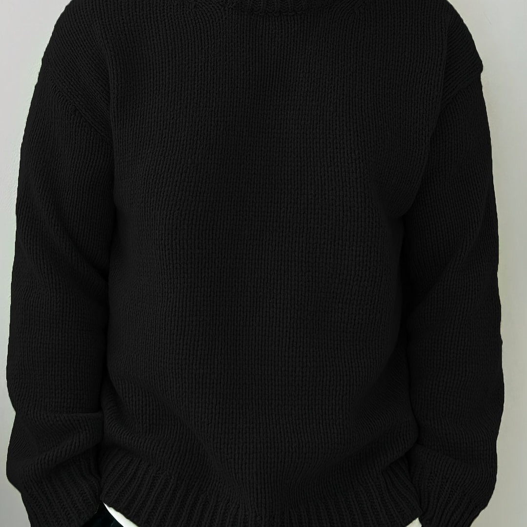 Men's Drop Shoulder Crew Neck Sweater – Black