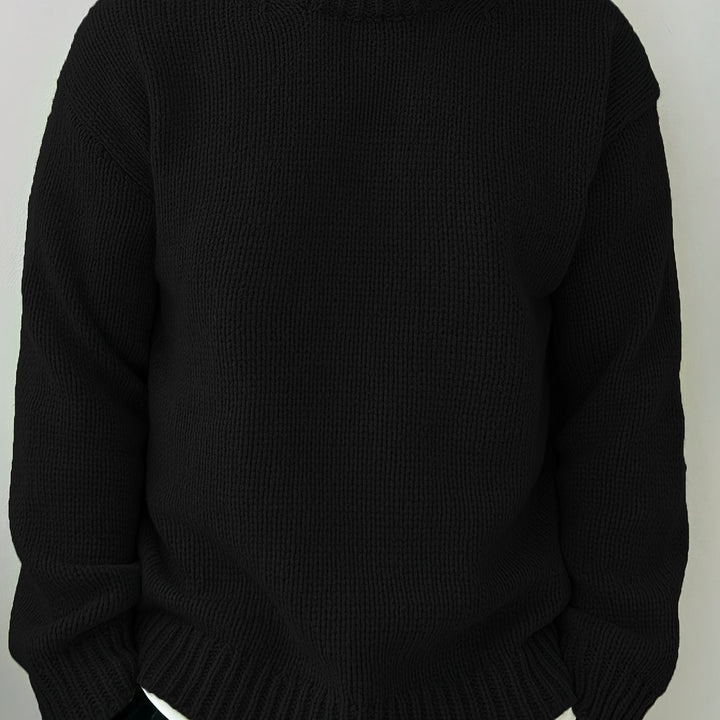 Men's Drop Shoulder Crew Neck Sweater – Black