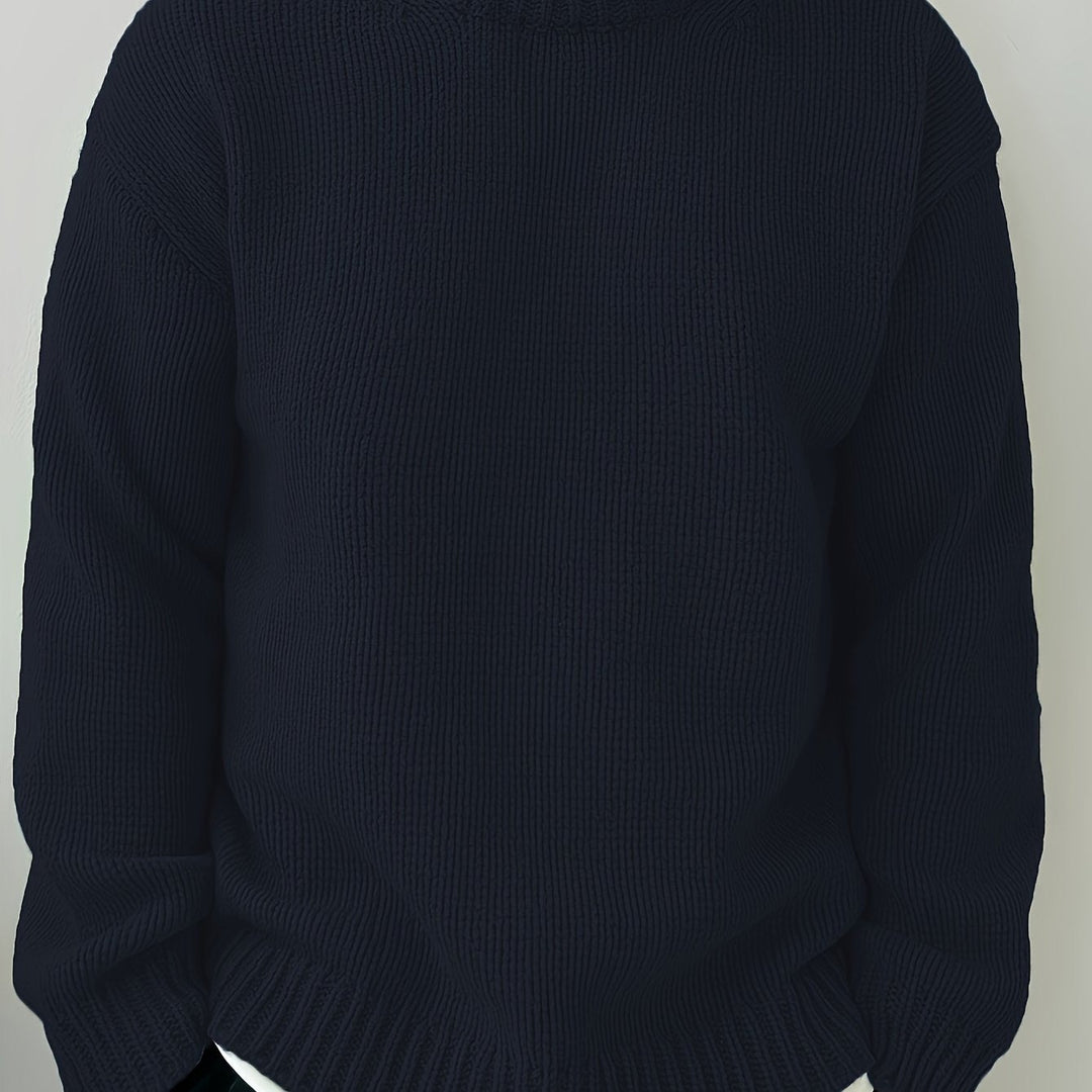 Men's Drop Shoulder Crew Neck Sweater – Navy