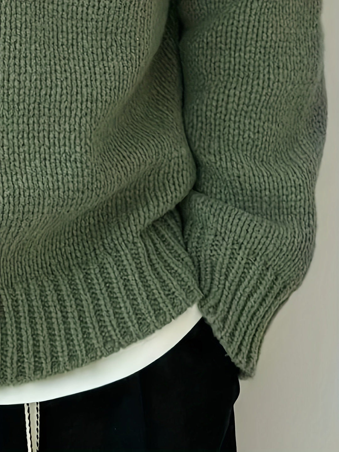Men's Drop Shoulder Crew Neck Sweater – Detail View