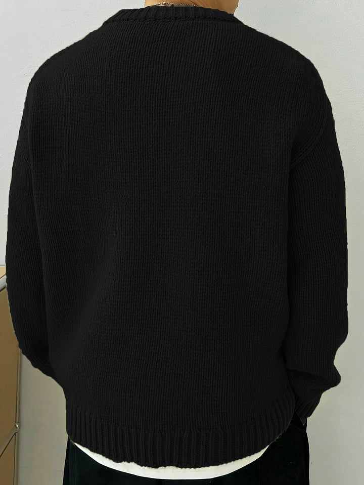 Men's Drop Shoulder Crew Neck Sweater – Detail View