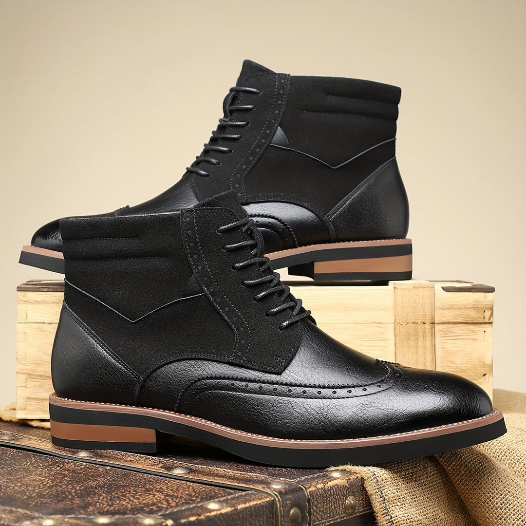 Timo | Men's Wingtip Lace Up Oxford Dress Boots 1