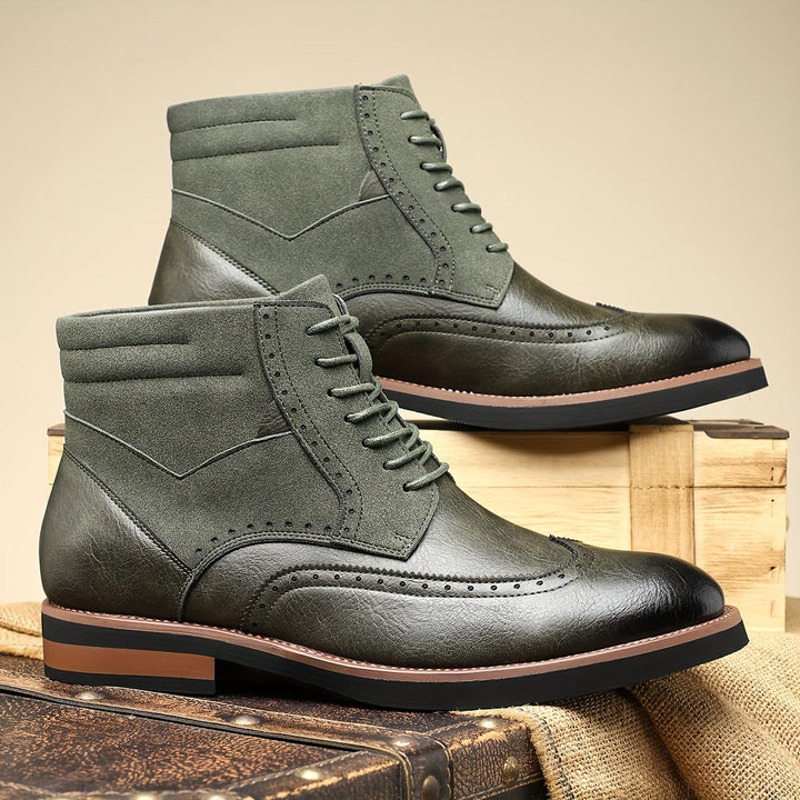Timo | Men's Wingtip Lace Up Oxford Dress Boots 2