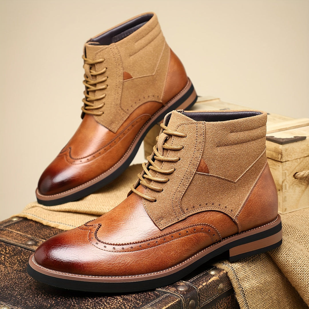 Timo | Men's Wingtip Lace Up Oxford Dress Boots 4