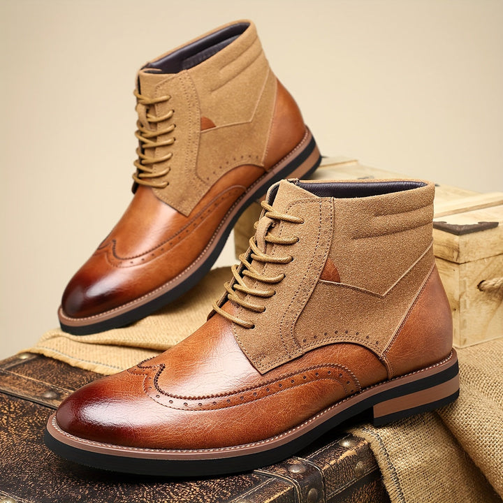 Timo | Men's Wingtip Lace Up Oxford Dress Boots 4