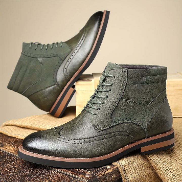 Timo | Men's Wingtip Lace Up Oxford Dress Boots 6