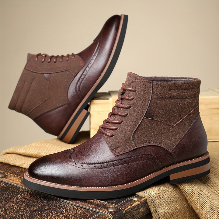 Timo | Men's Wingtip Lace Up Oxford Dress Boots 7