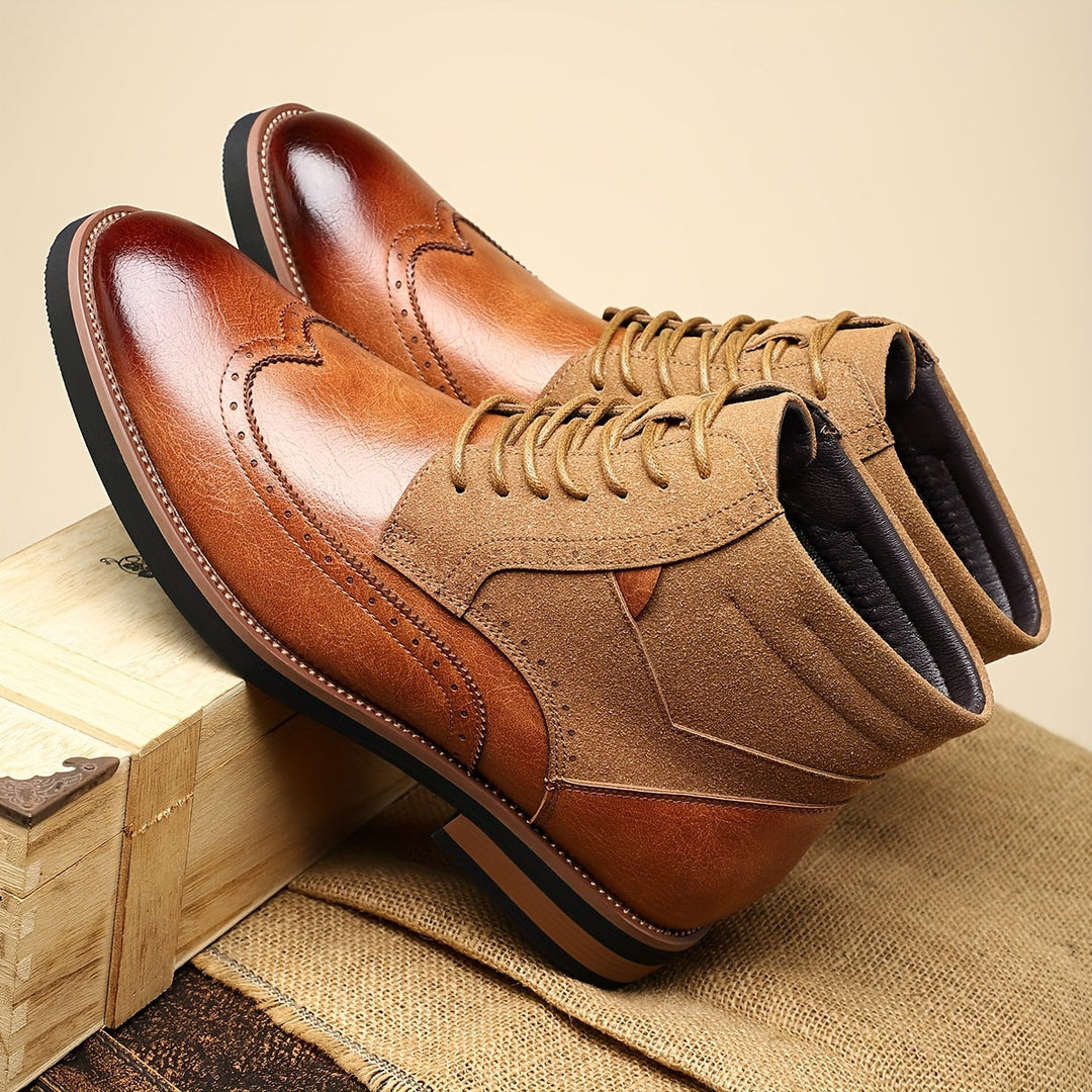 Timo | Men's Wingtip Lace Up Oxford Dress Boots 8