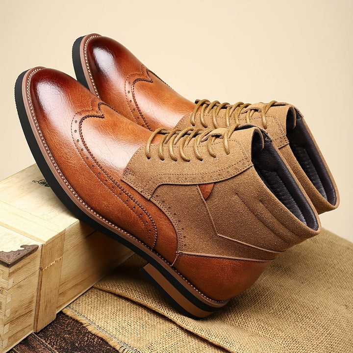 Timo | Men's Wingtip Lace Up Oxford Dress Boots 8