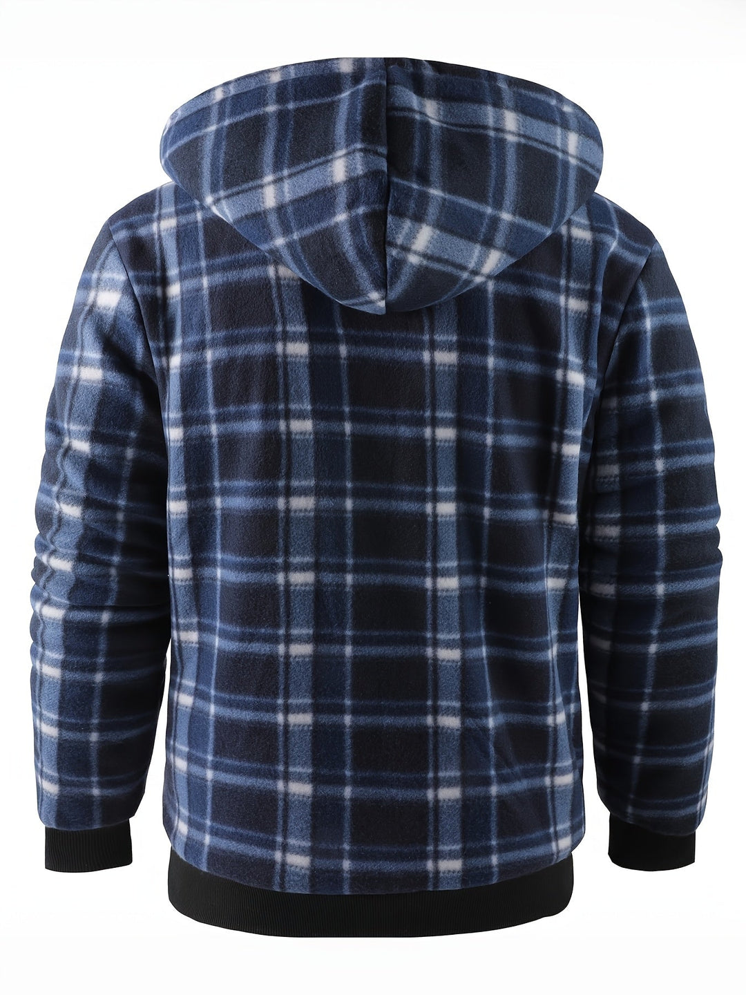 Men's Sherpa Lined Plaid Zip Hoodie – Detail View