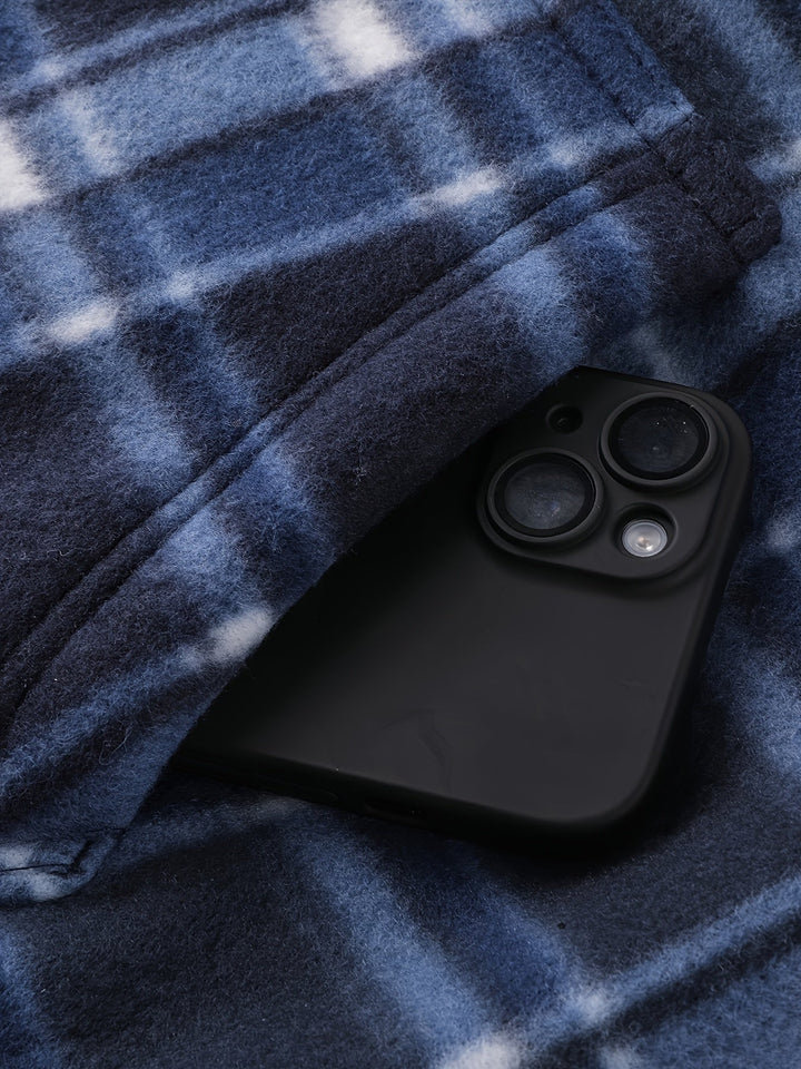 Men's Sherpa Lined Plaid Zip Hoodie – Detail View