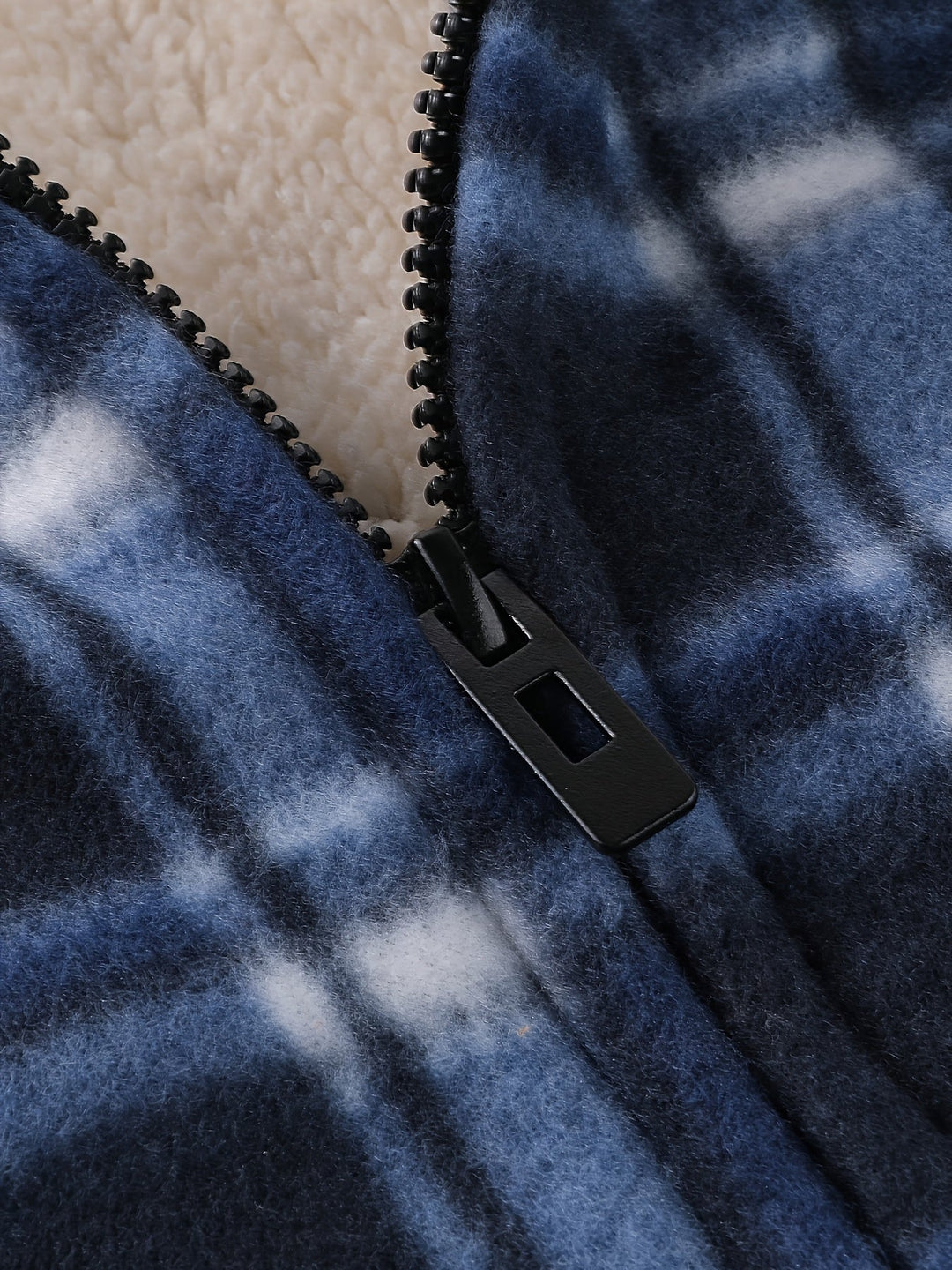 Men's Sherpa Lined Plaid Zip Hoodie – Detail View