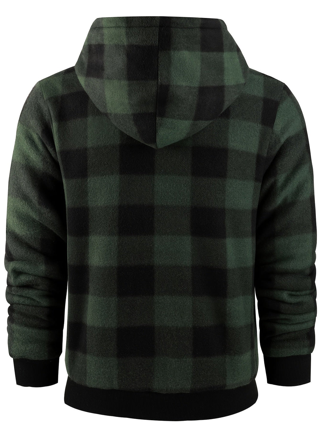 Men's Sherpa Lined Plaid Zip Hoodie – Detail View