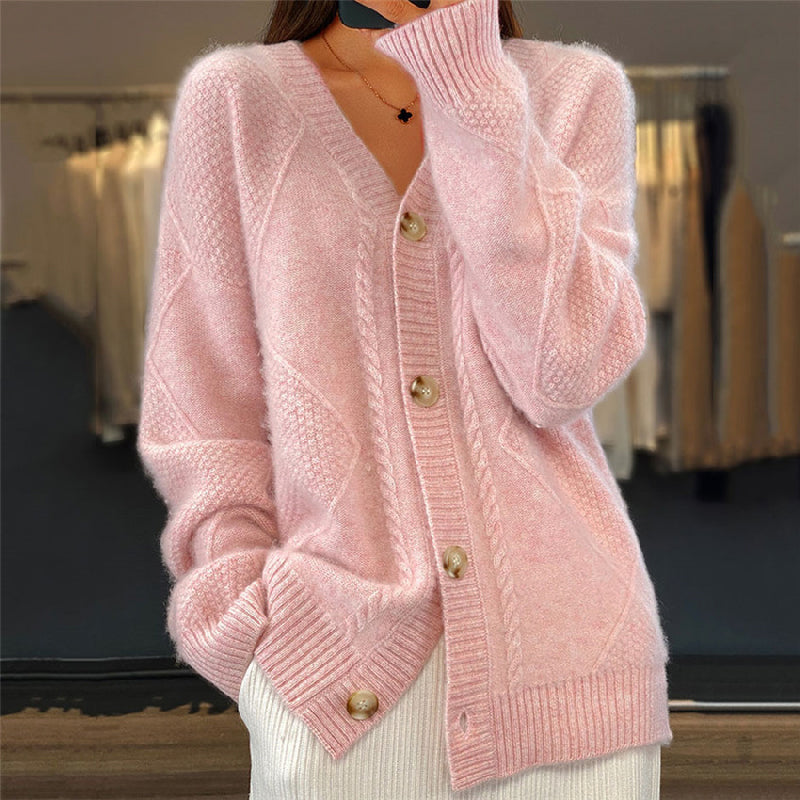 Tjitske | Women's Cable Knit Cardigan Sweater V Neck 1