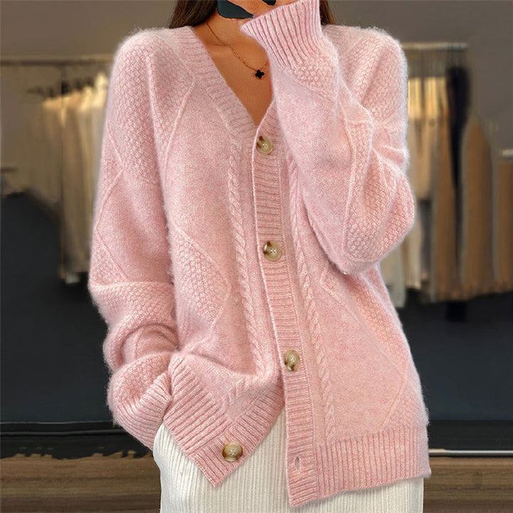 Tjitske | Women's Cable Knit Cardigan Sweater V Neck 1