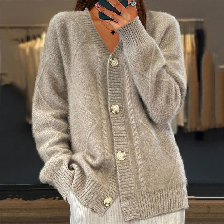 Tjitske | Women's Cable Knit Cardigan Sweater V Neck 2
