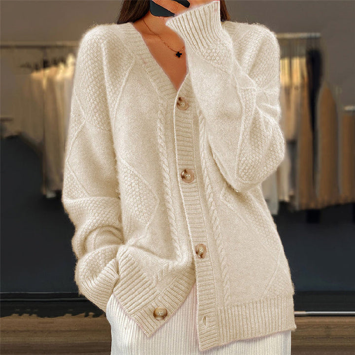 Tjitske | Women's Cable Knit Cardigan Sweater V Neck 3
