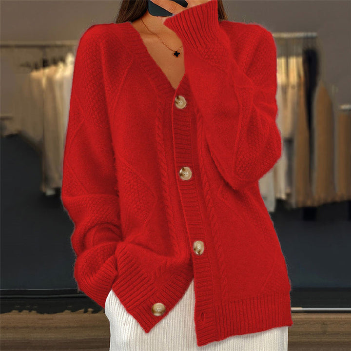 Tjitske | Women's Cable Knit Cardigan Sweater V Neck 4