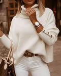 Trijntje | Women's Turtleneck Sweater Knit Pullover Mock Neck Oversized