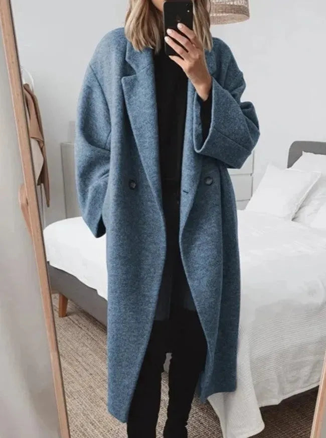 Trine - Oversized Lapel Collar Long Coat 2