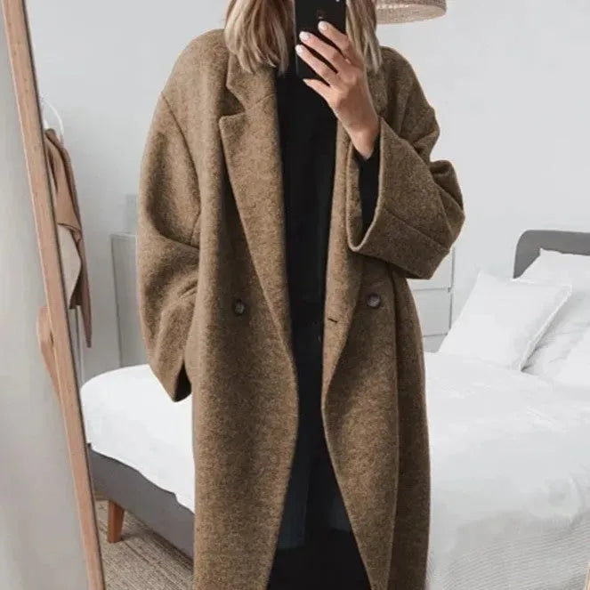 Trine - Oversized Lapel Collar Long Coat 3