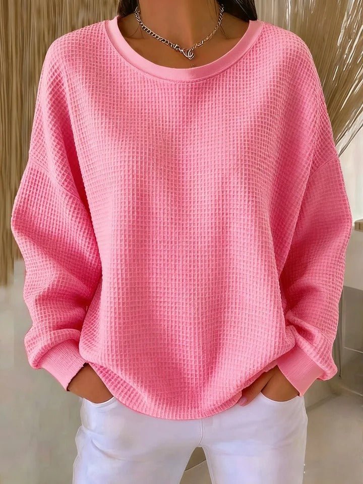 Ulla | Women's Oversized Sweater Waffle Knit Crew Neck Pullover 10