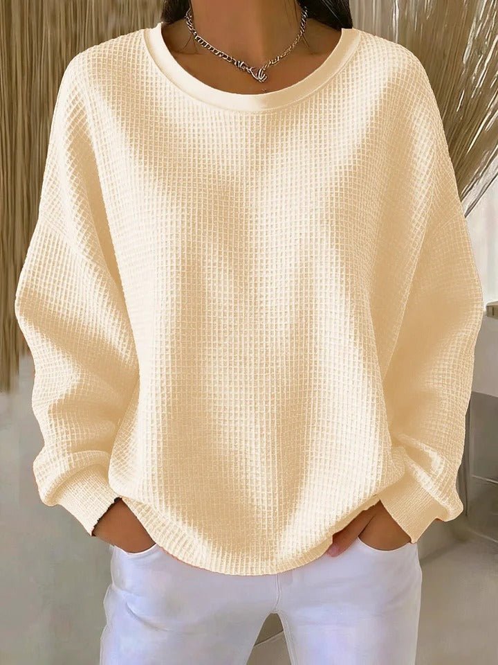 Ulla | Women's Oversized Sweater Waffle Knit Crew Neck Pullover 4
