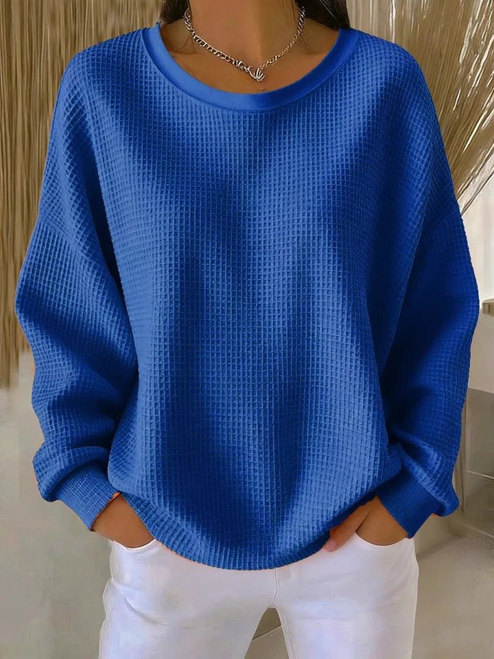Ulla | Women's Oversized Sweater Waffle Knit Crew Neck Pullover 5