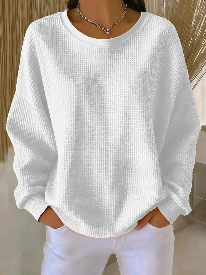 Ulla | Women's Oversized Sweater Waffle Knit Crew Neck Pullover 6