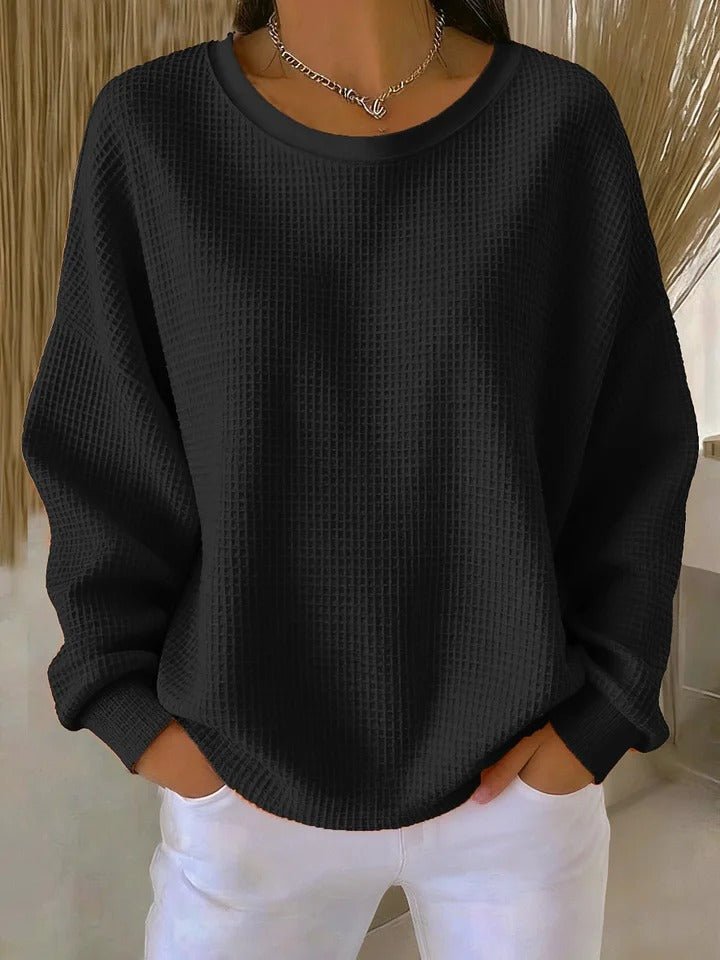 Ulla | Women's Oversized Sweater Waffle Knit Crew Neck Pullover 7