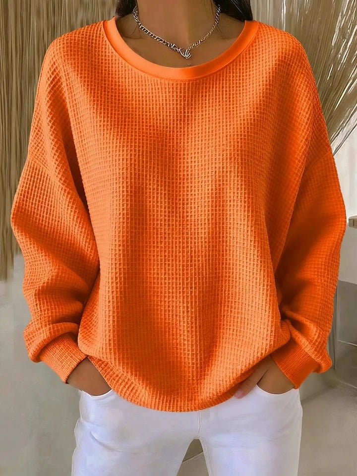 Ulla | Women's Oversized Sweater Waffle Knit Crew Neck Pullover 8