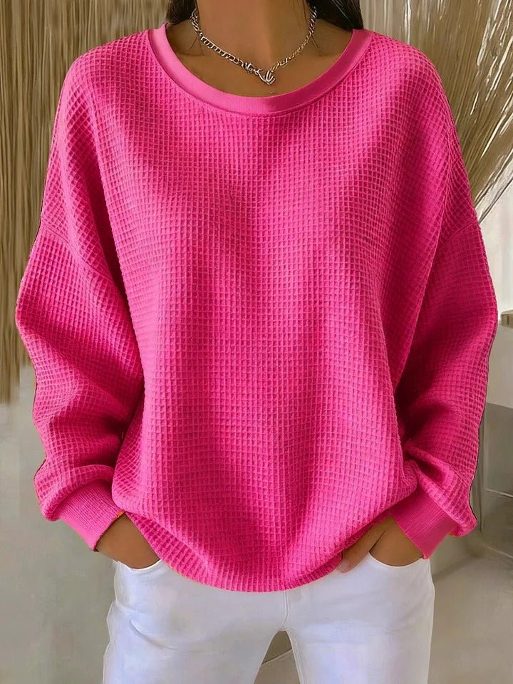 Ulla | Women's Oversized Sweater Waffle Knit Crew Neck Pullover 9
