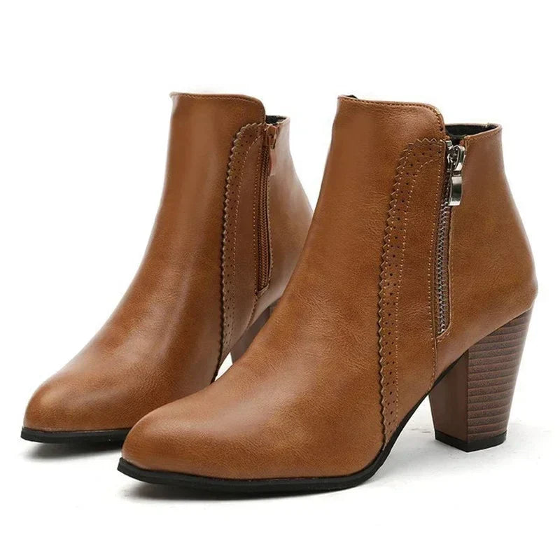 Veerle | Women's Leather Block Heel Ankle Boots 6