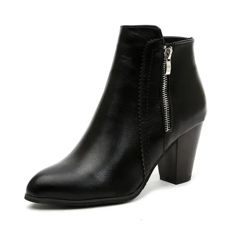 Veerle | Women's Leather Block Heel Ankle Boots 7