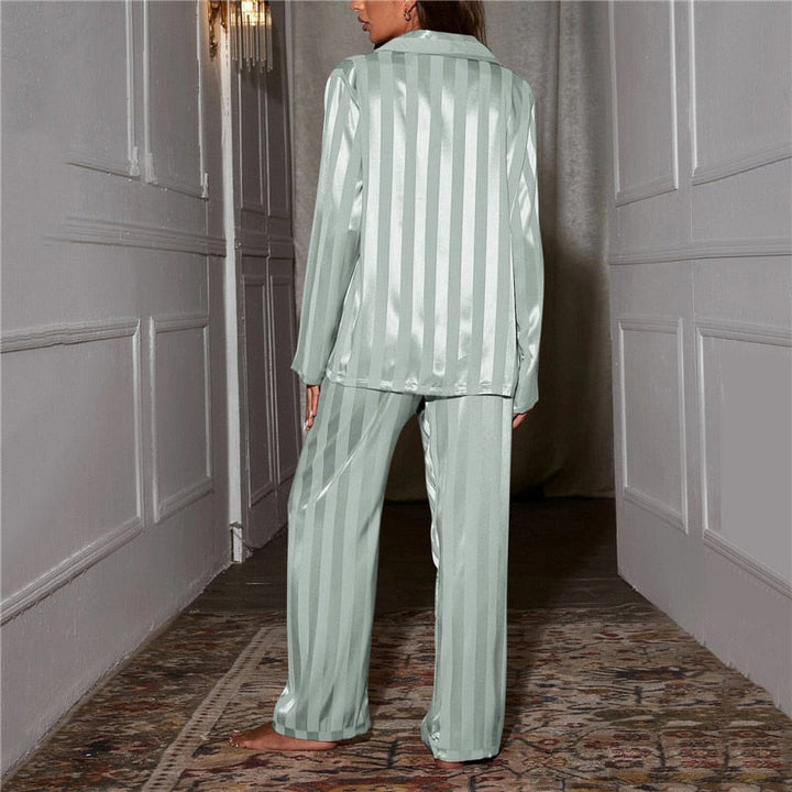 Veloura | Women's Satin Pajama Set Short Sleeve 12